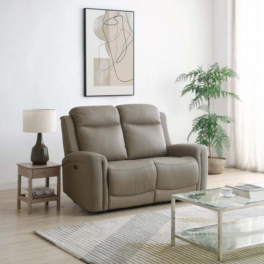 Henley Taupe Leather 2 Seater Electric Recliner Sofa