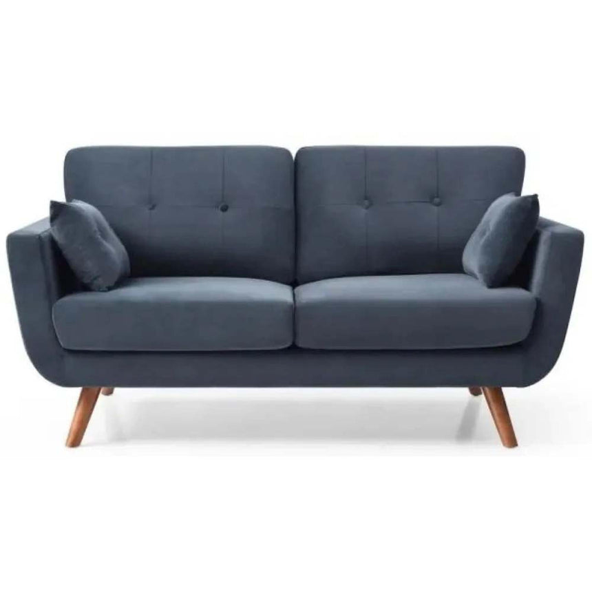 Oslo Athena Ink Blue Velvet Fabric 2 Seater Sofa
