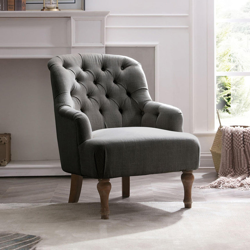 Bianca Antheia Charcoal Linen Fabric Armchair