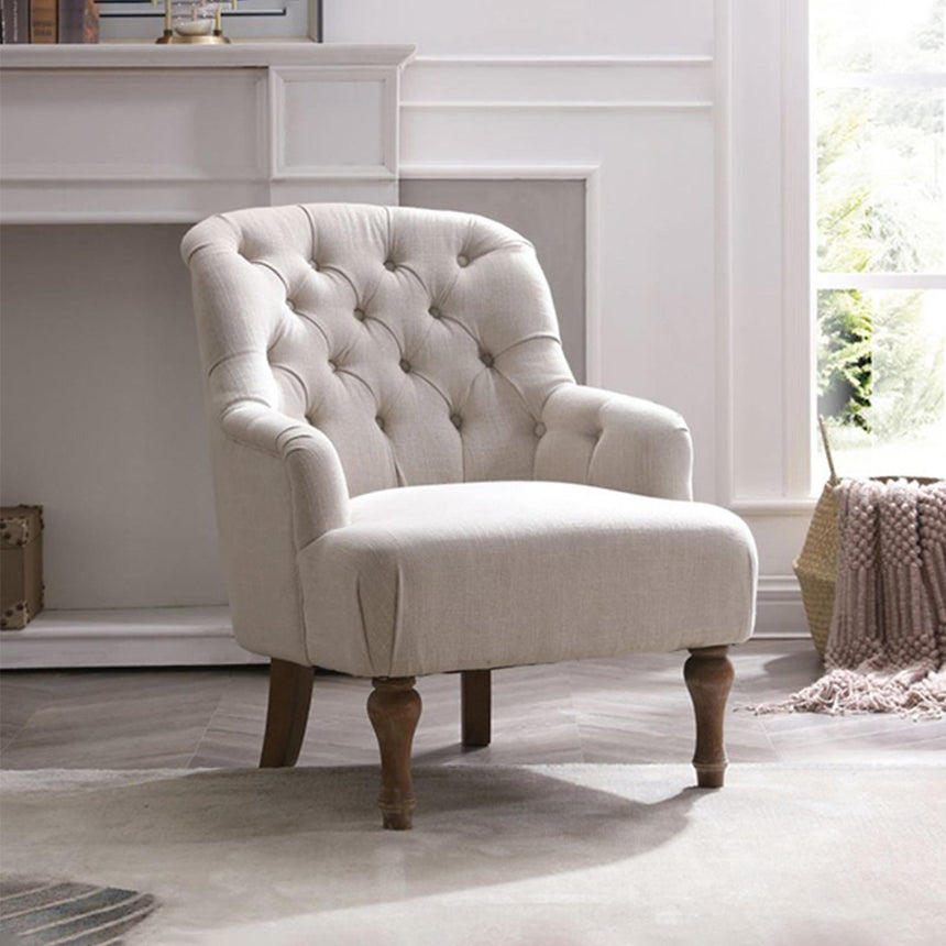 Bianca Antheia Cream Linen Fabric Armchair