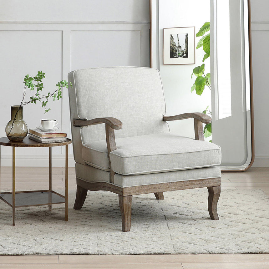 Colwell Antheia Textured Linen Grey Fabric Armchair