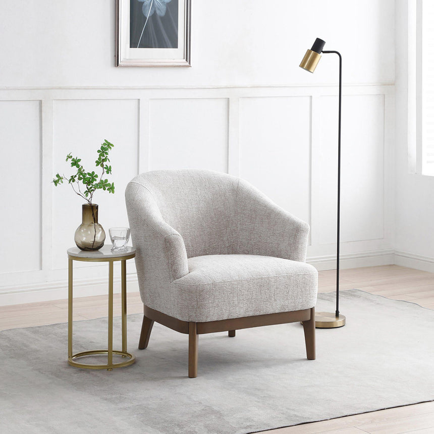 Ella Leto Woven Chenille Natural Fabric Tub Chair