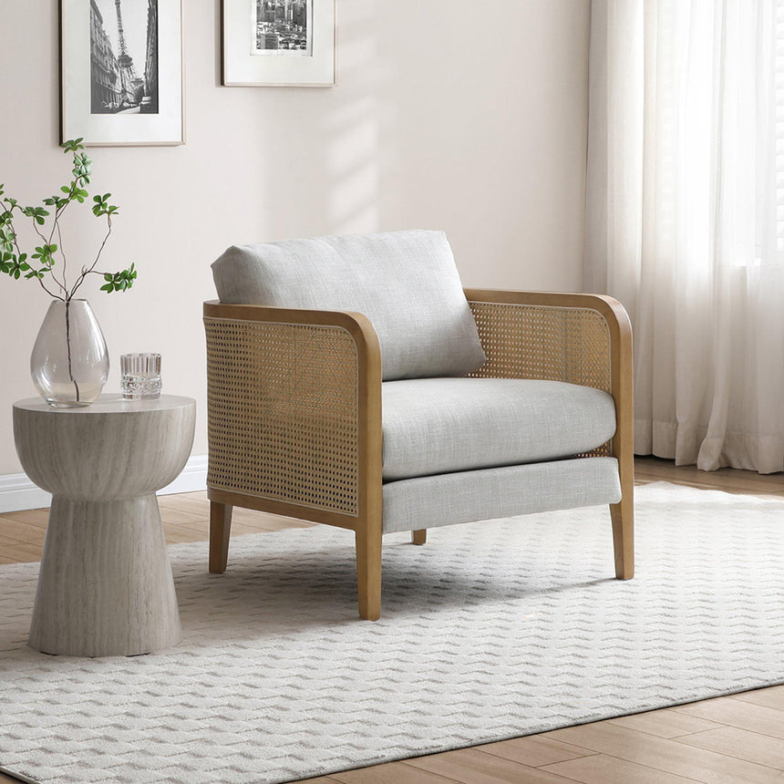 Mabel Antheia Textured Linen Grey Fabric Armchair