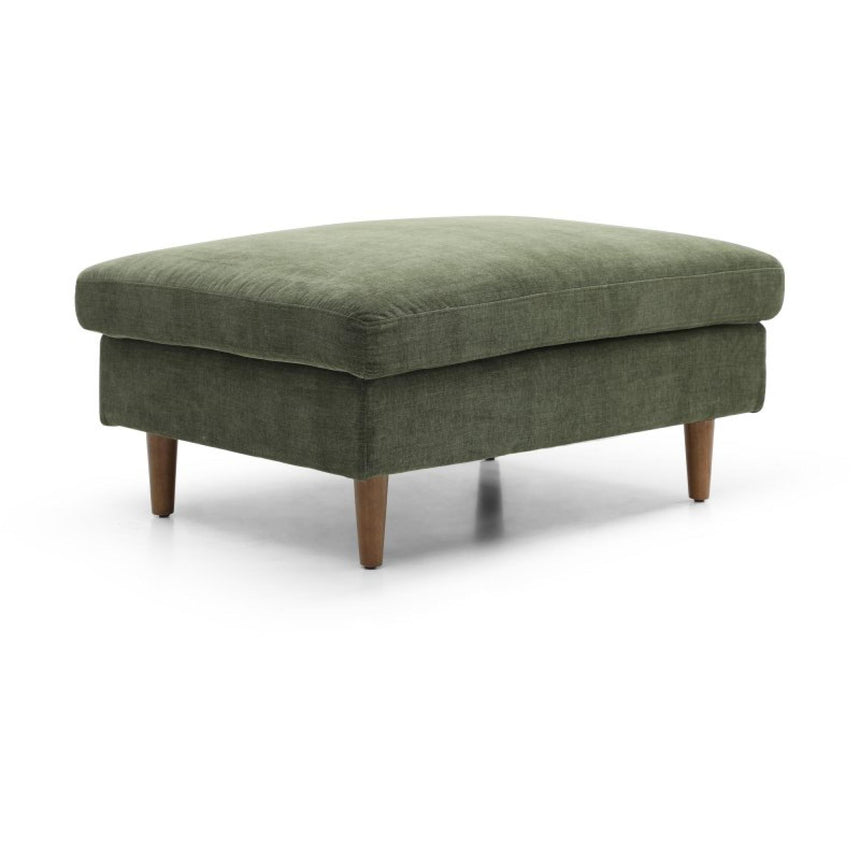 Scott Eryx Chenille Olive Green Fabric Ottoman Footstool