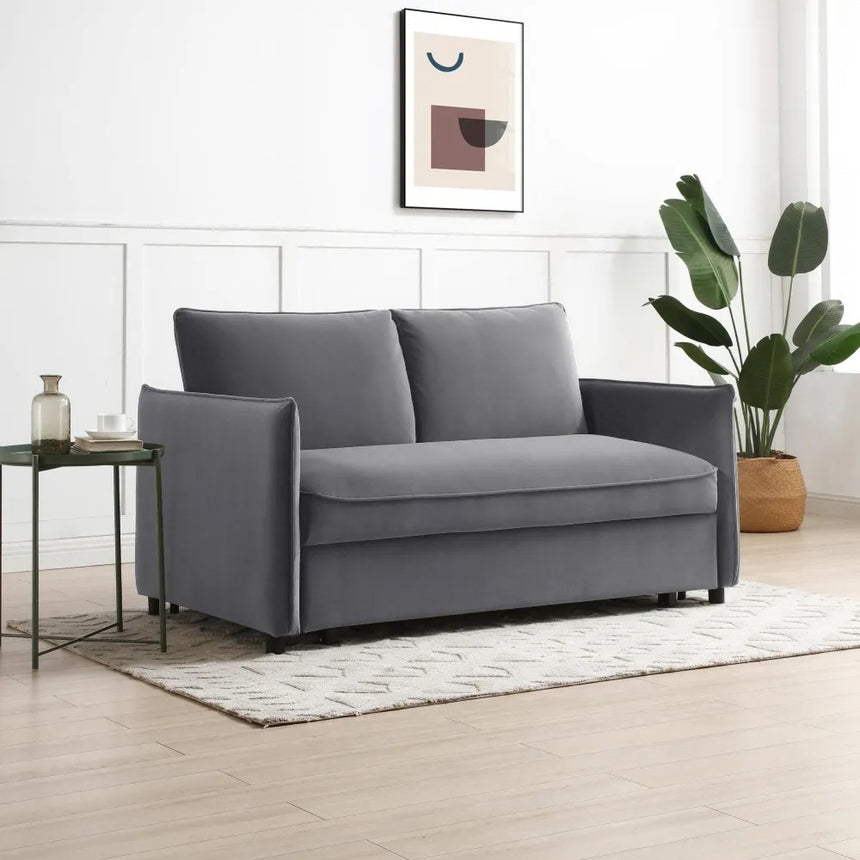 Blaire Athena Grey Velvet Fabric 2 Seater Sofa Bed