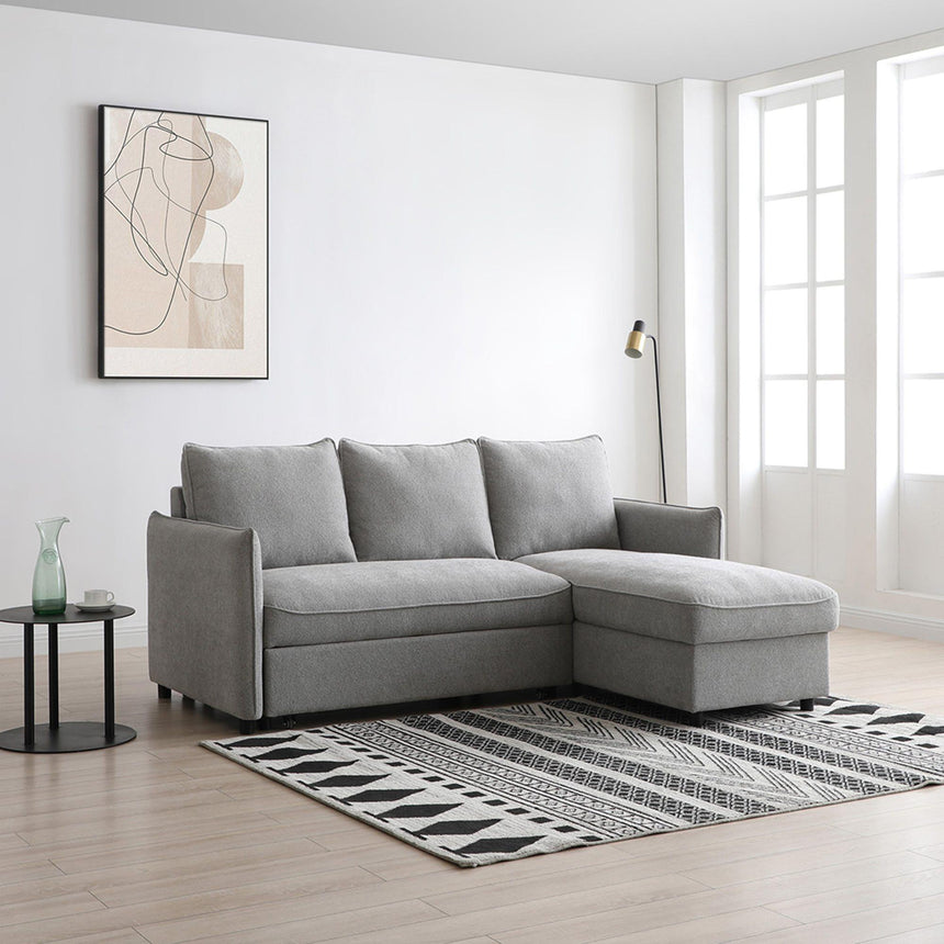 Blaire Athena Grey Velvet Fabric Corner Sofa Bed
