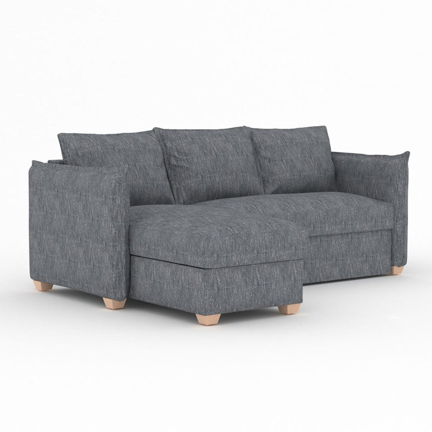 Oscar Piero Thunderstorm Fabric Corner Sofa Bed