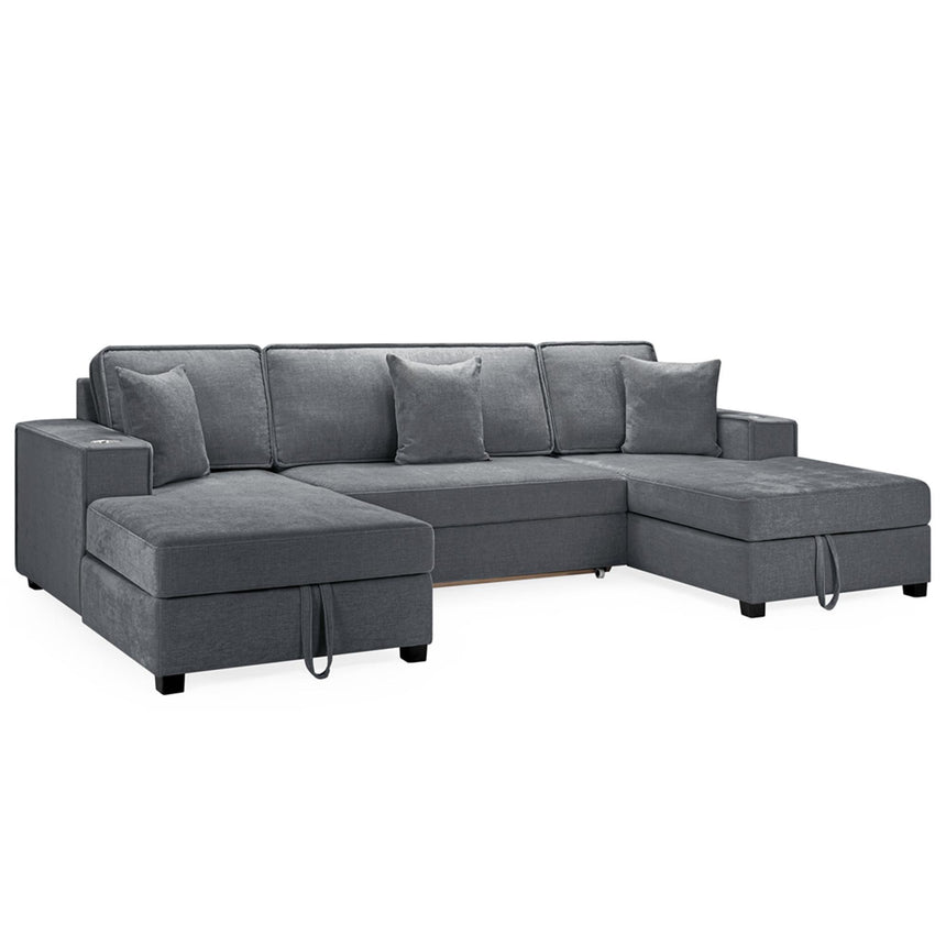 Milan Grey Fabric U Shape Sofabed
