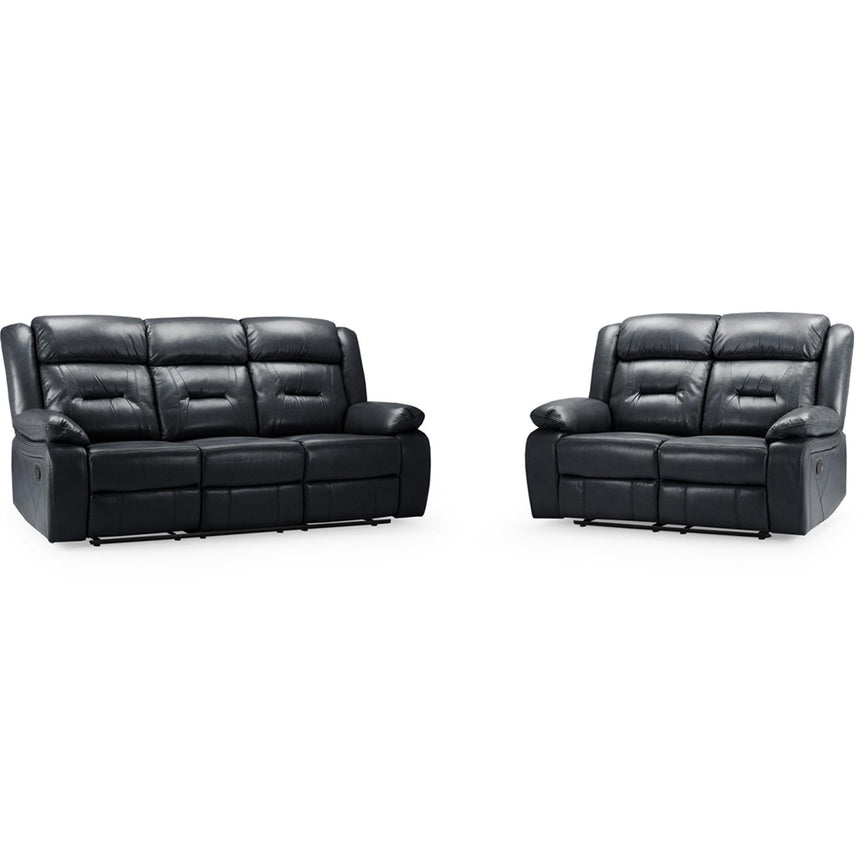 Novie Black Faux Leather 3+2 Seater Sofa Set