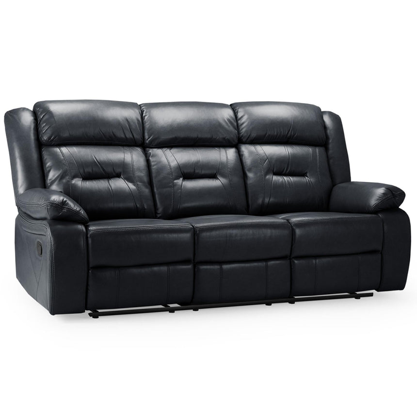 Novie Black Faux Leather 3 Seater Sofa