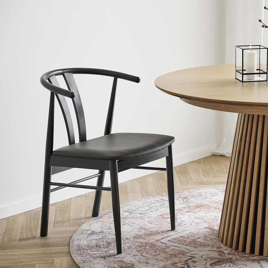 2 x Artenara Black Faux Leather Curved Dining Chair