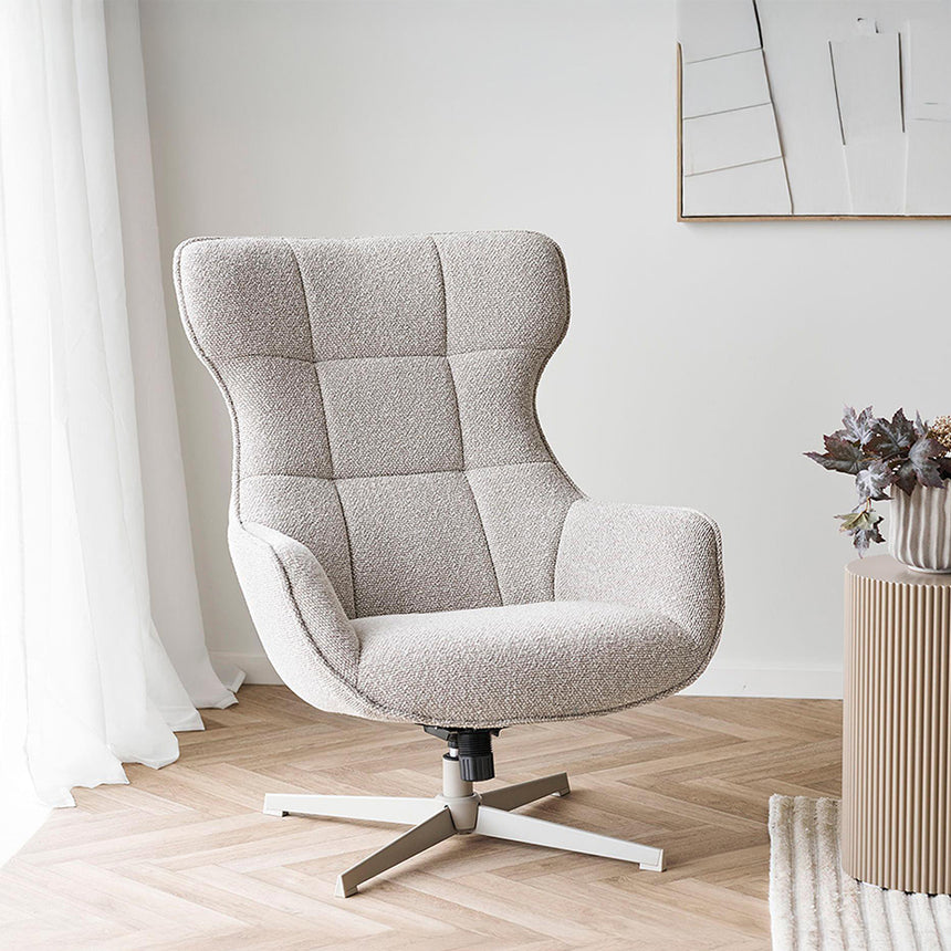 Turin Natural Fabric Swivel Lounge Chair