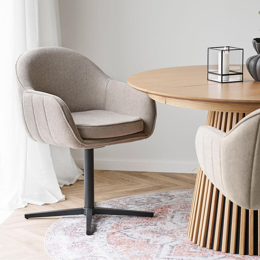 2 x Tamera Light Grey Fabric Swivel Dining Chair