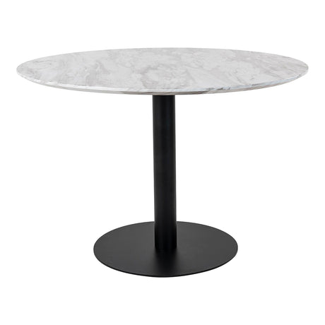 Bolzano White Marble Effect 4 Seater Black Pedestal Round Dining Table - 110cm