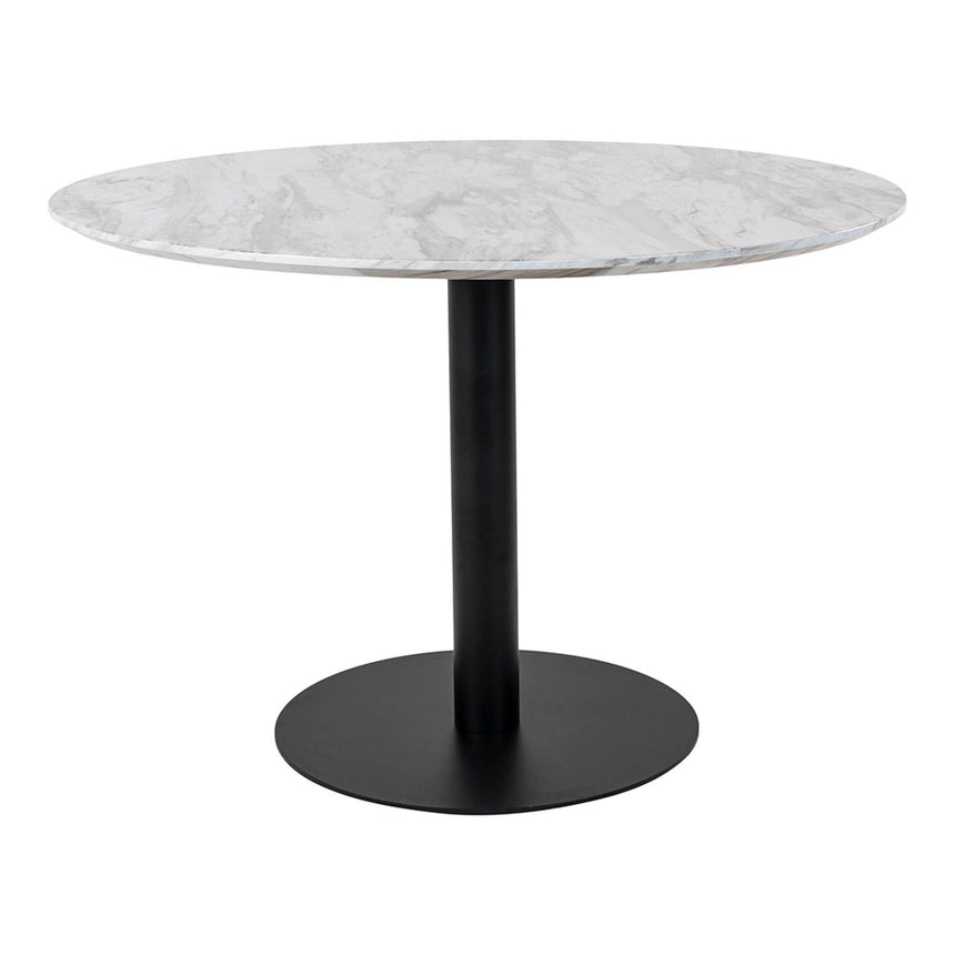 Bolzano White Marble Effect 4 Seater Black Pedestal Round Dining Table - 110cm