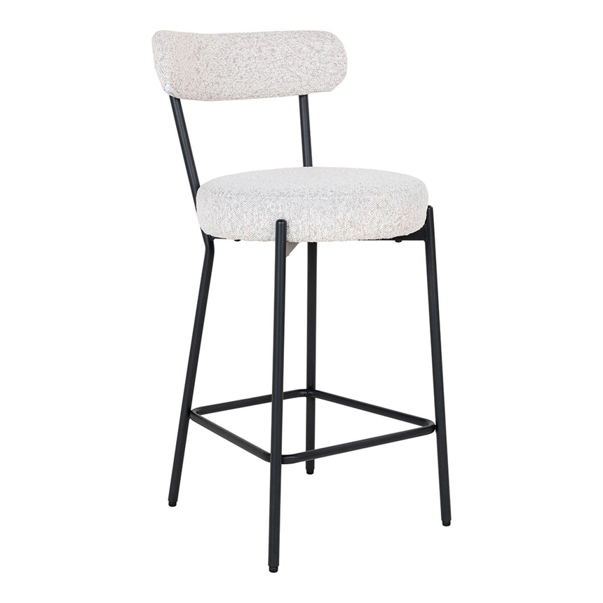 2 x Badalona White Boucle Fabric Barstool with Back