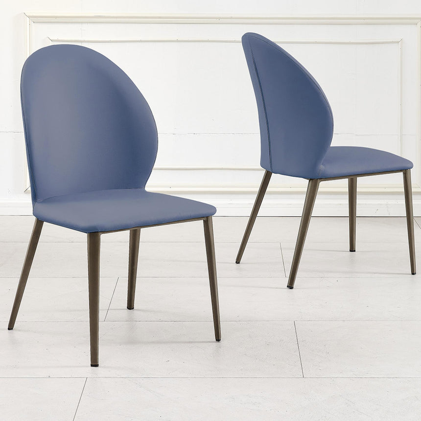 Favara Blue Leather Dining Chair