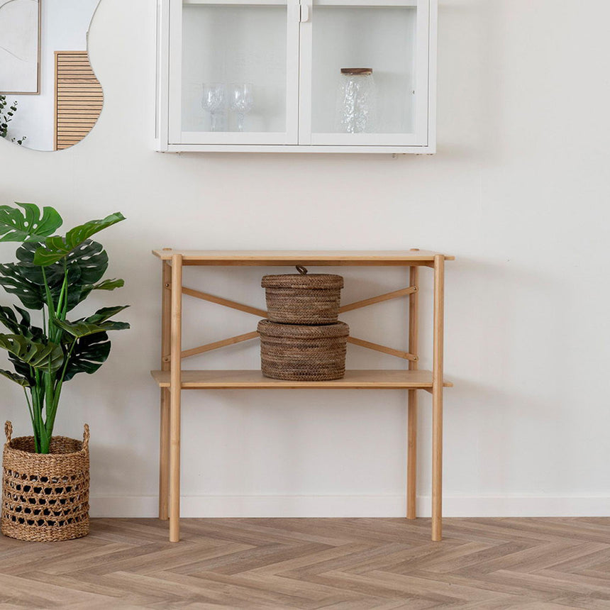 Manaus Natural Bamboo Console Table with Shelf
