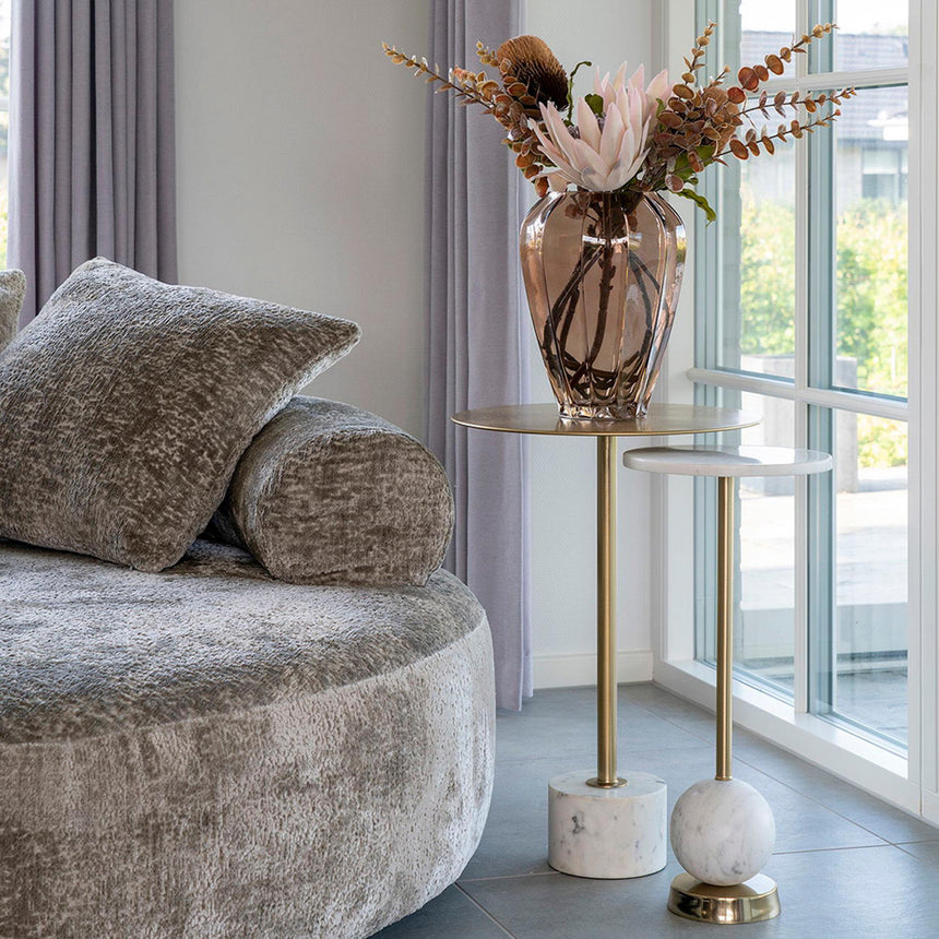 Salo White Marble Effect Round Side Table