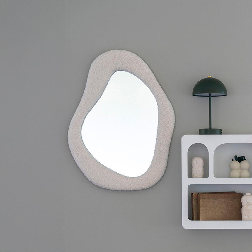 Bosa White Boulce Fabric Frame Abstract Wall Mirror - 46cm x 61cm
