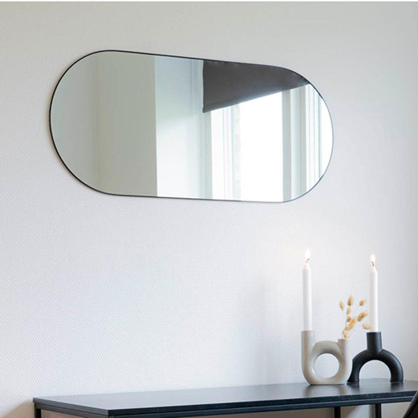 Jersey Black Oval Wall Mirror - 35cm x 80cm
