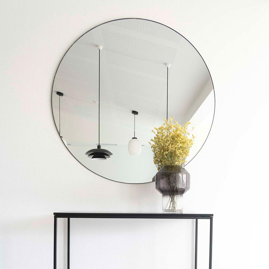 Jersey Black Round Wall Mirror - 100cm x 100cm