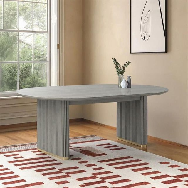 Isabella Grey 8 Seater Oval Fluted Dining Table - 200cm