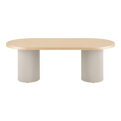 Solva Natural Wood 8 Seater Oval Double Pedestal Dining Table - 220cm