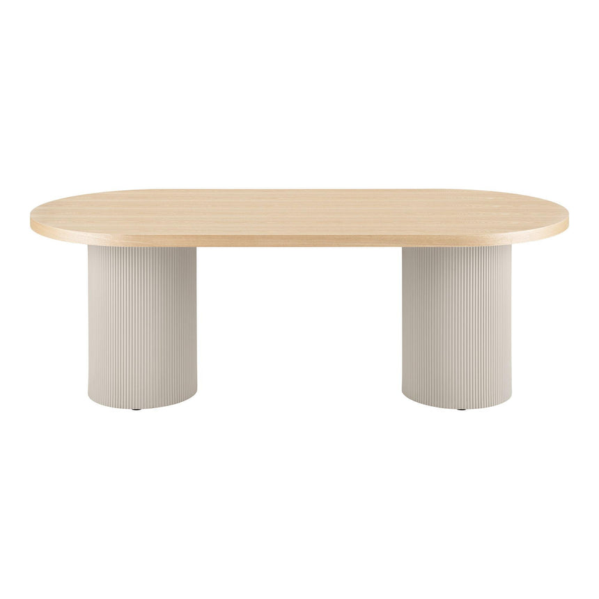 Solva Natural Wood 8 Seater Oval Double Pedestal Dining Table - 220cm