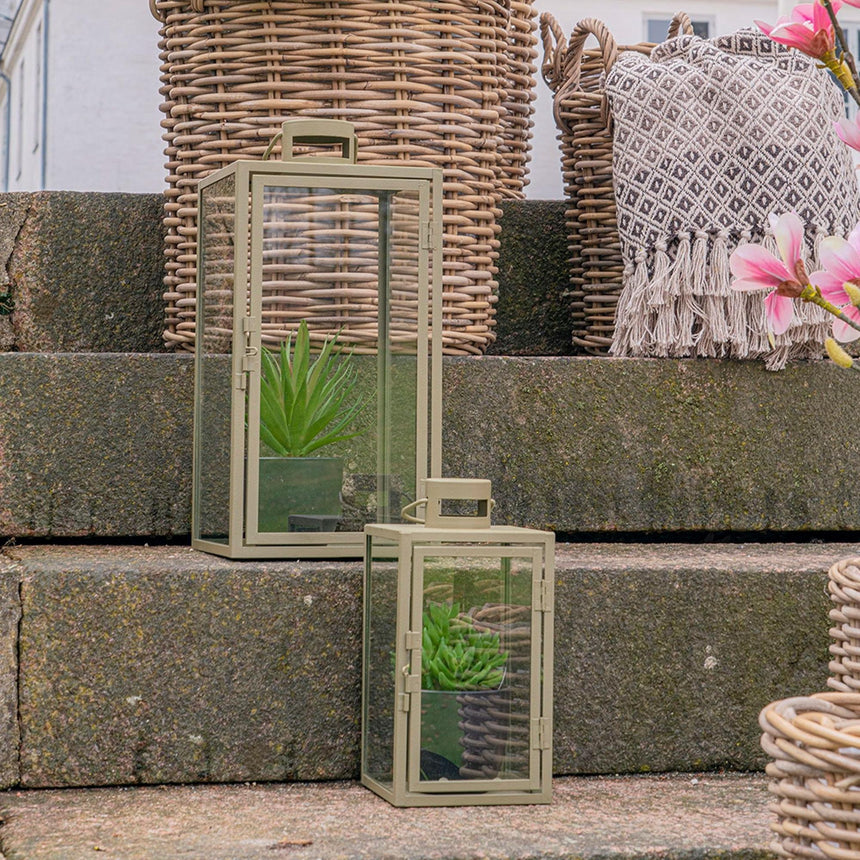 Corfu Green Steel Lanterns (Set of 2)