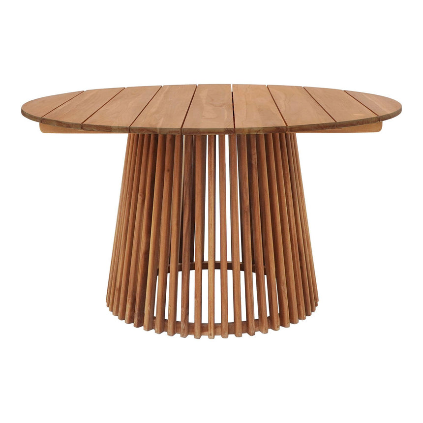 Lorca Teak Wood 4 Seater Round Garden Dining Table with Slatted Base - 120cm