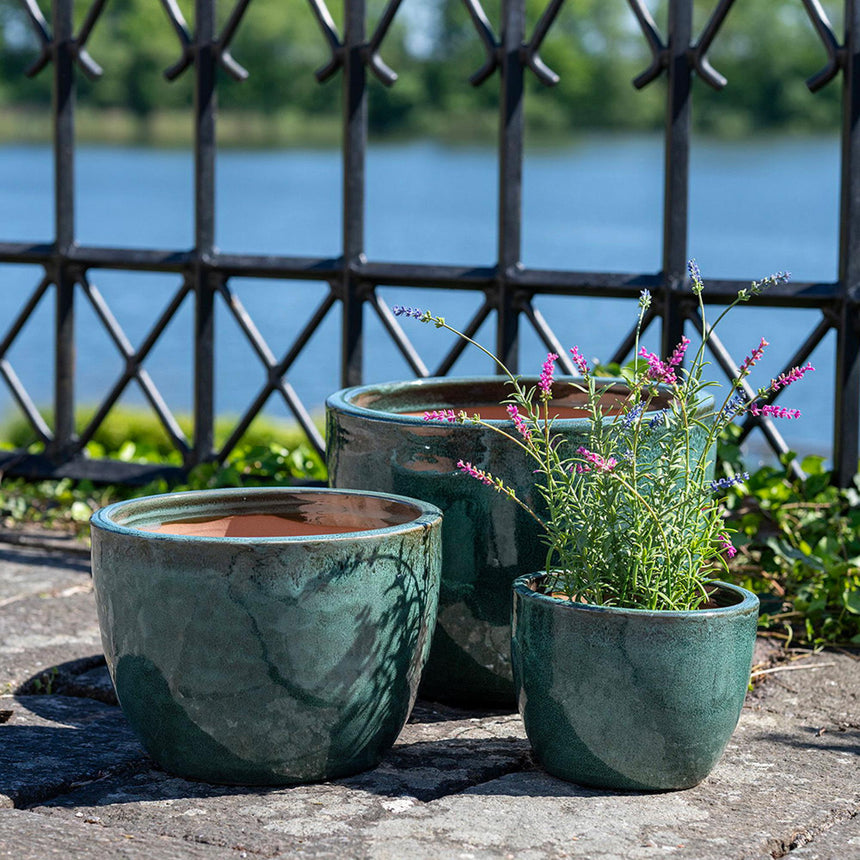 Burnley Dark Green Fiberclay Set of 3 Pots