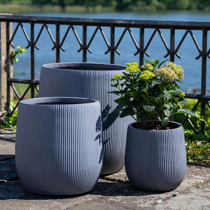 Stanbury Grey Fiberclay Set of 3 Pots