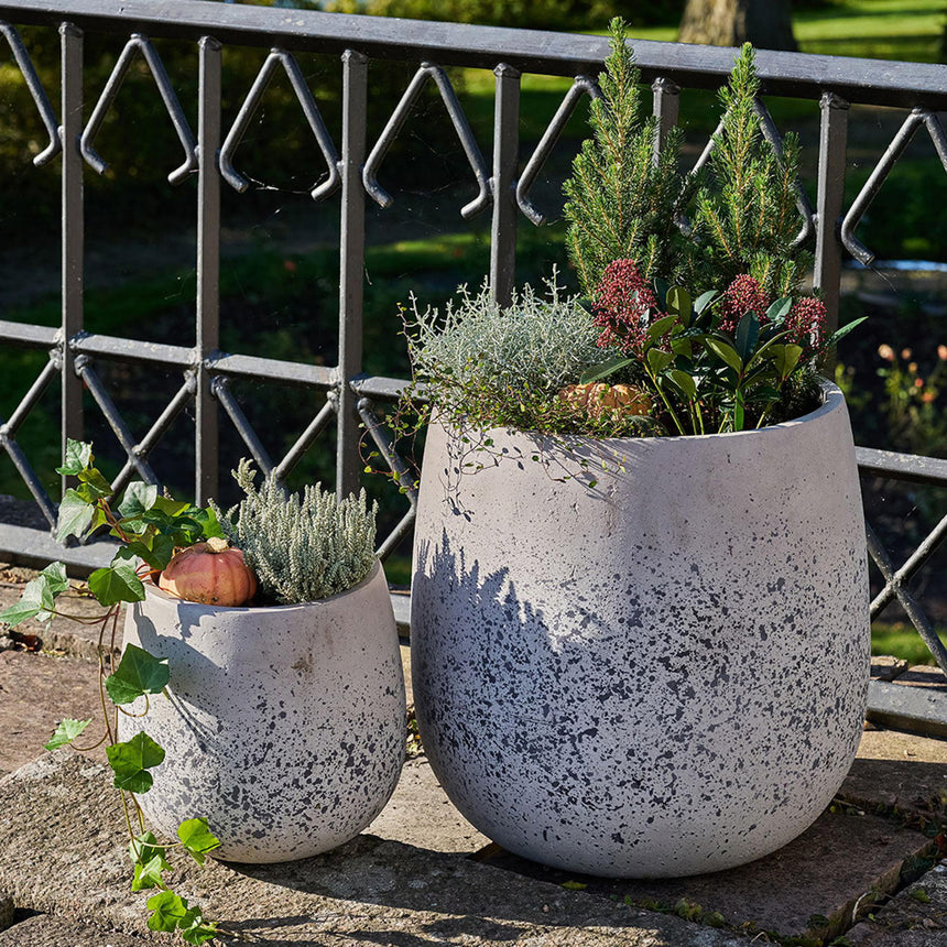 Sutton Grey Fiberclay Set of 2 Pots