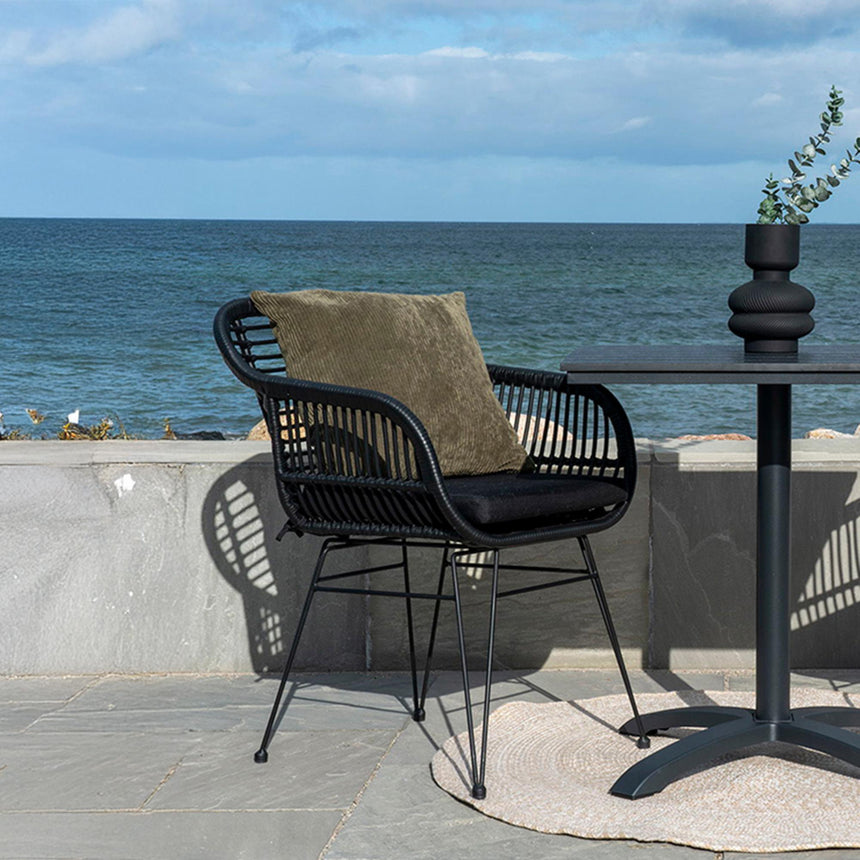 2 x Trieste Black Rattan Garden Dining Armchair