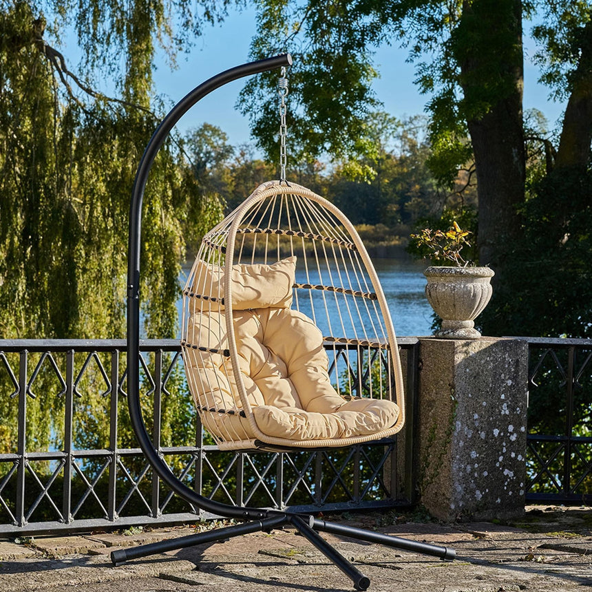 Patras Faux Rattan and Metal Garden Hanging Chair