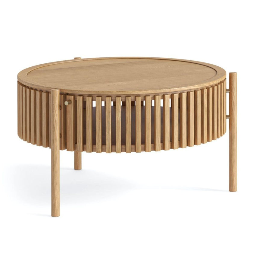 Soho Oak 1 Door Slatted Story Round Coffee Table