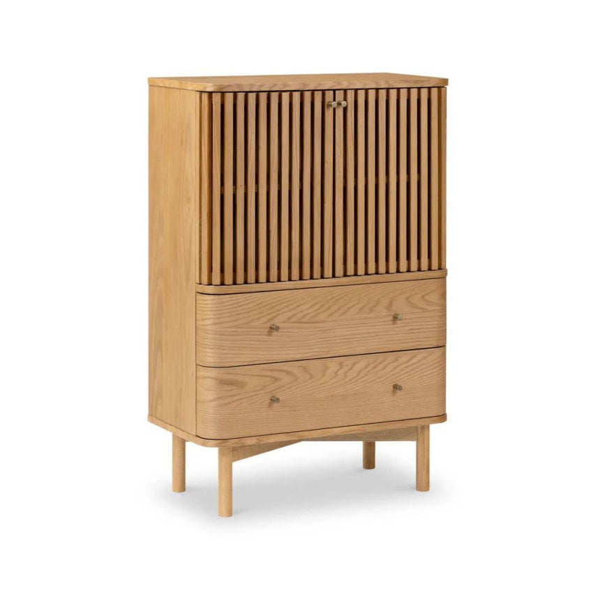 Soho Oak 2 Door Slatted Shoe Cabinet