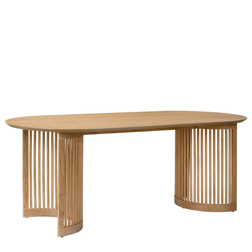 Soho Oak 8 Seater Oval Dining Table with Slatted Base - 200cm