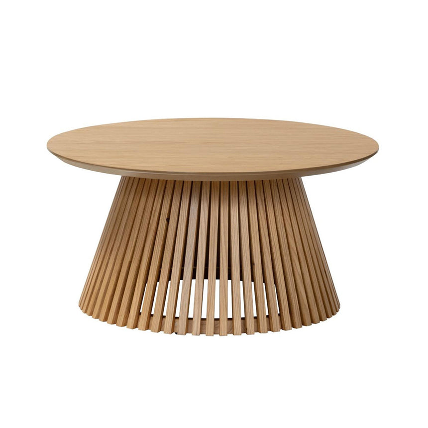 Soho Oak Round Coffee Table with Slatted Base