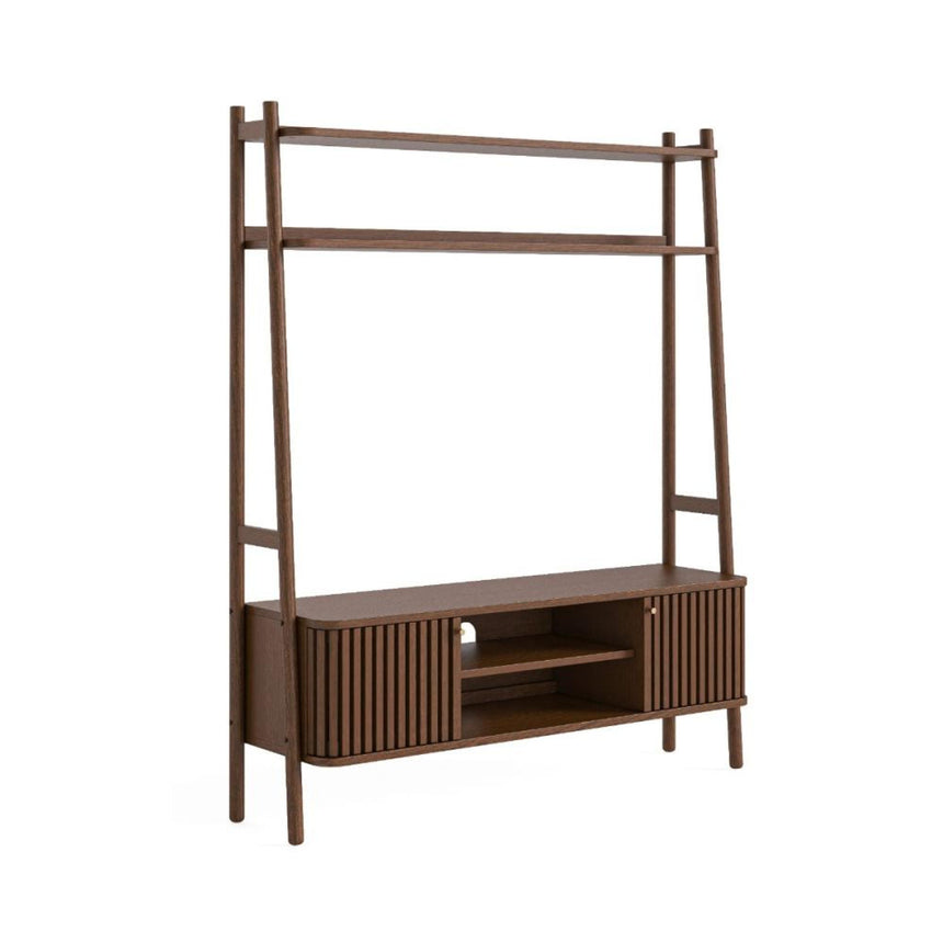 Soho Dark Oak Slatted Ladder Storage TV Unit