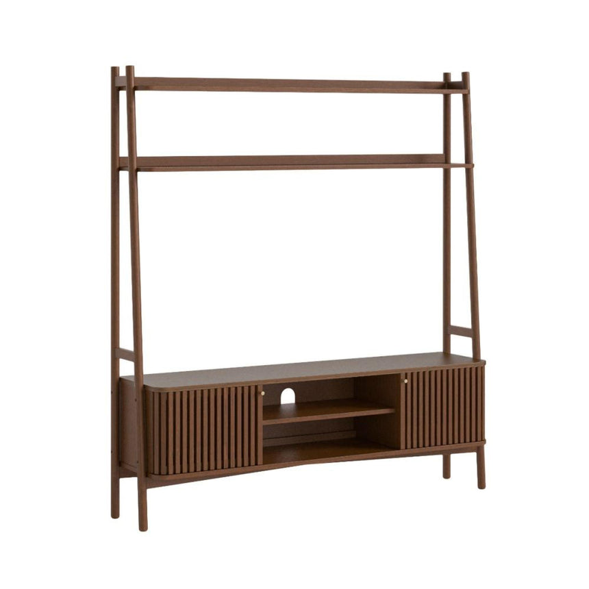 Soho Dark Oak 165cm Slatted Ladder Large Storage TV Unit