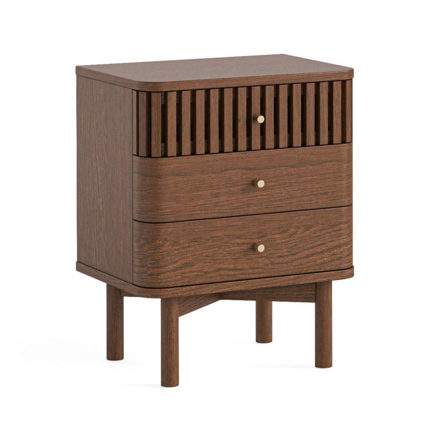 Soho Dark Oak 3 Drawer Slatted Bedside Table