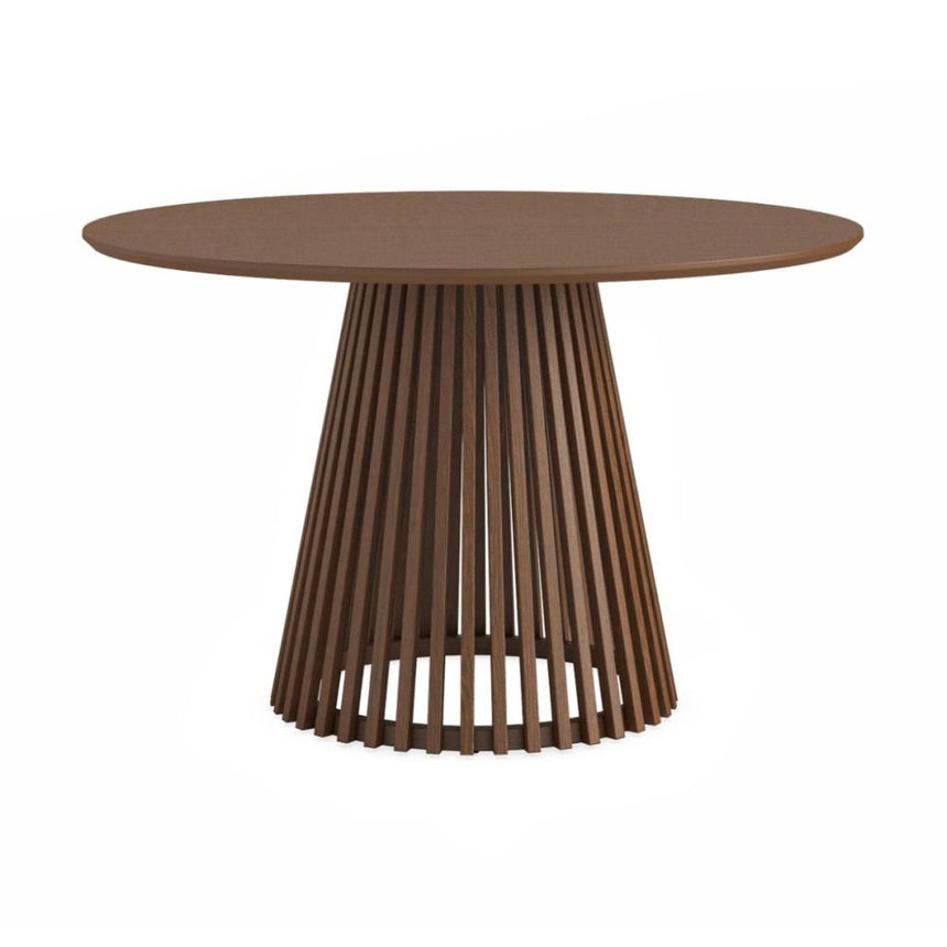 Soho Dark Oak 4 Seater Round Dining Table with Slatted Base - 120cm