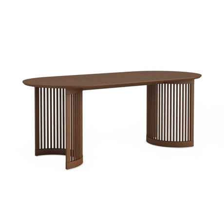 Soho Dark Oak 8 Seater Oval Dining Table with Slatted Base - 200cm