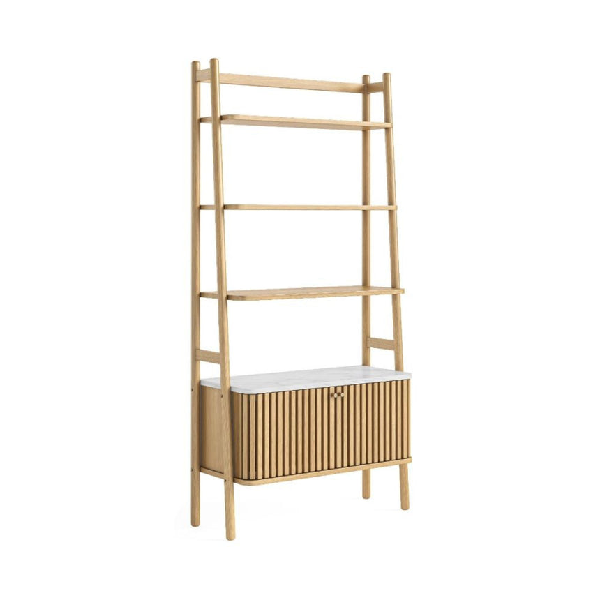 Soho Oak 2 Door Slatted Bookcase - White Marble Top