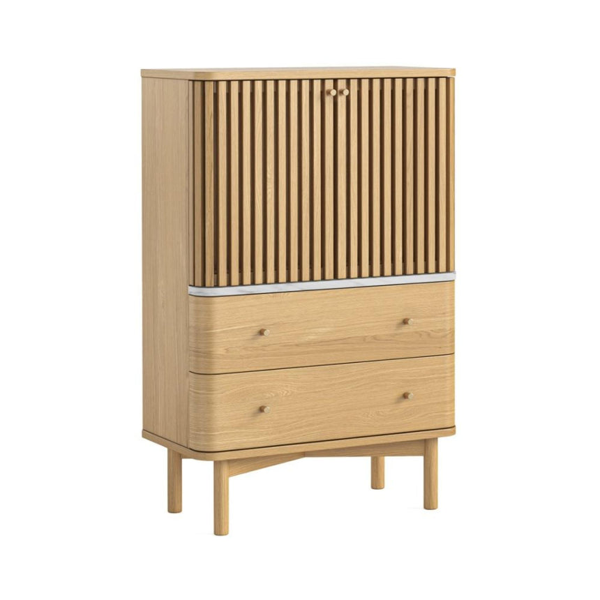 Soho Oak 2 Door Slatted Shoe Cabinet