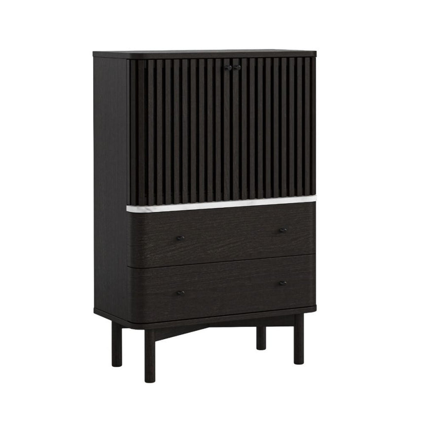 Soho Black 2 Door Slatted Shoe Cabinet