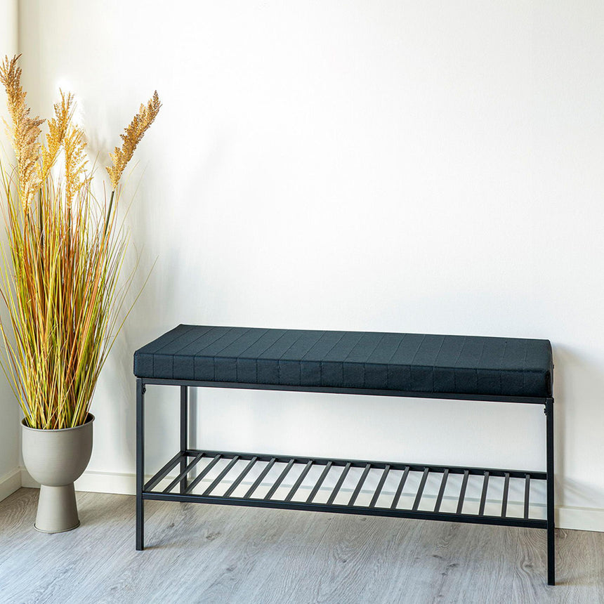 Vita Black Melamine Hall Bench with Shelf