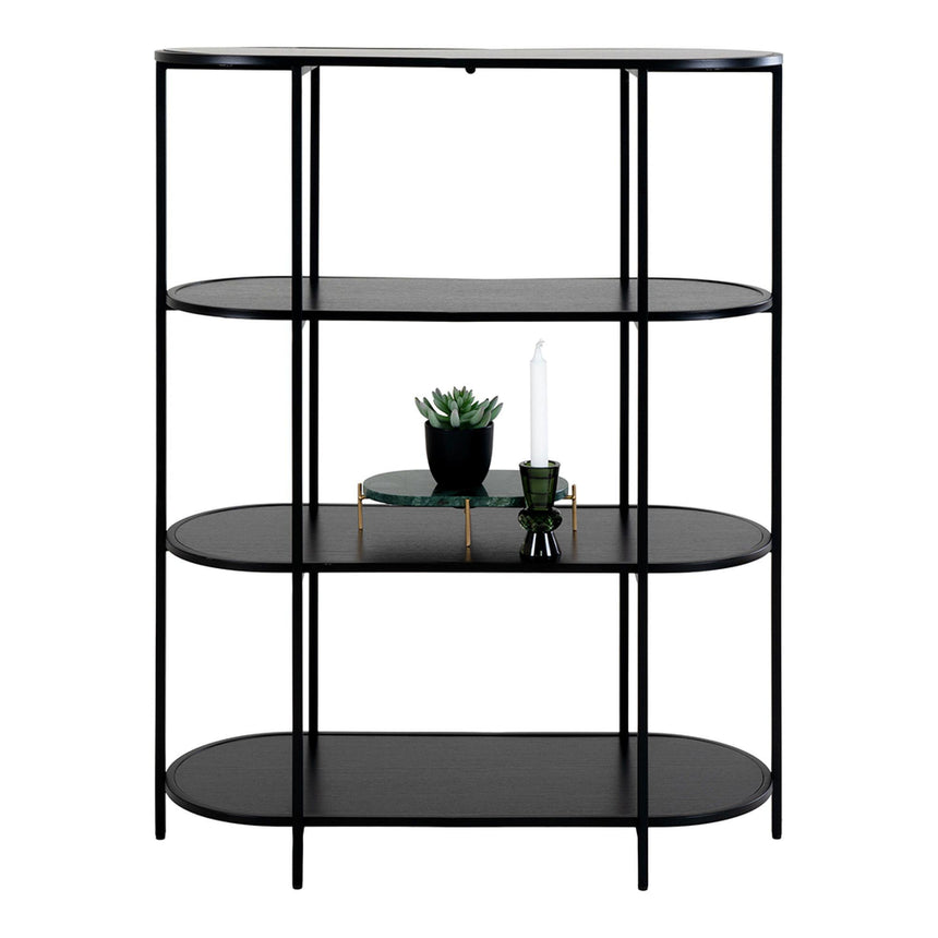Vita Black Melamine Curved Open Shelving Unit